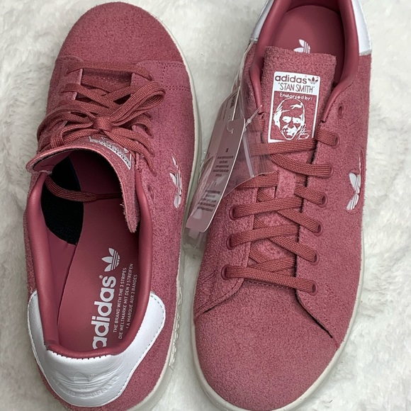 Adidas Originals Stan Smith Ash Pink Suede Shoes - Picture 4 of 7